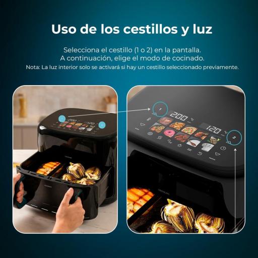 Cecotec Freidora de Aire sin Aceite 11L Plancha Grill con 4 Resistencias Ahumador Integrado Air Fryer Cecofry&Grill Smokin'Prime 11000. 2800W, Pared Divisoria Móvil, 40-200ºC, 10 Menús [3]