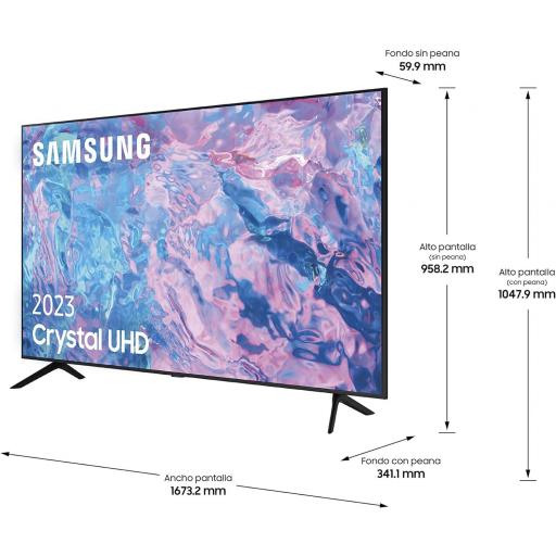  TV 75" Samsung Crystal UHD 2023  Smart TV Procesador Crystal UHD, Diseño Air Slim, Q-Symphony , Contrast Enhancer con HDR10+
