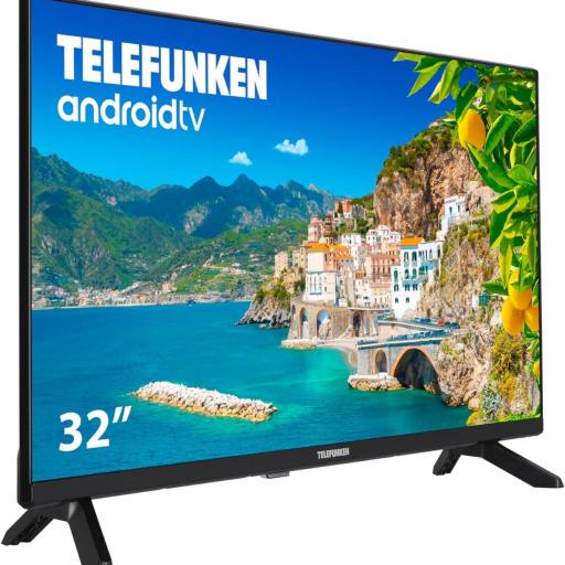 TV Telefunken 32" Android TV 32 Pulgadas Resolución HD, Diseño sin Marcos, HDR10, Bluetooth, Chromecast Integrado, Compatible con Google Assistant y Alexa [0]