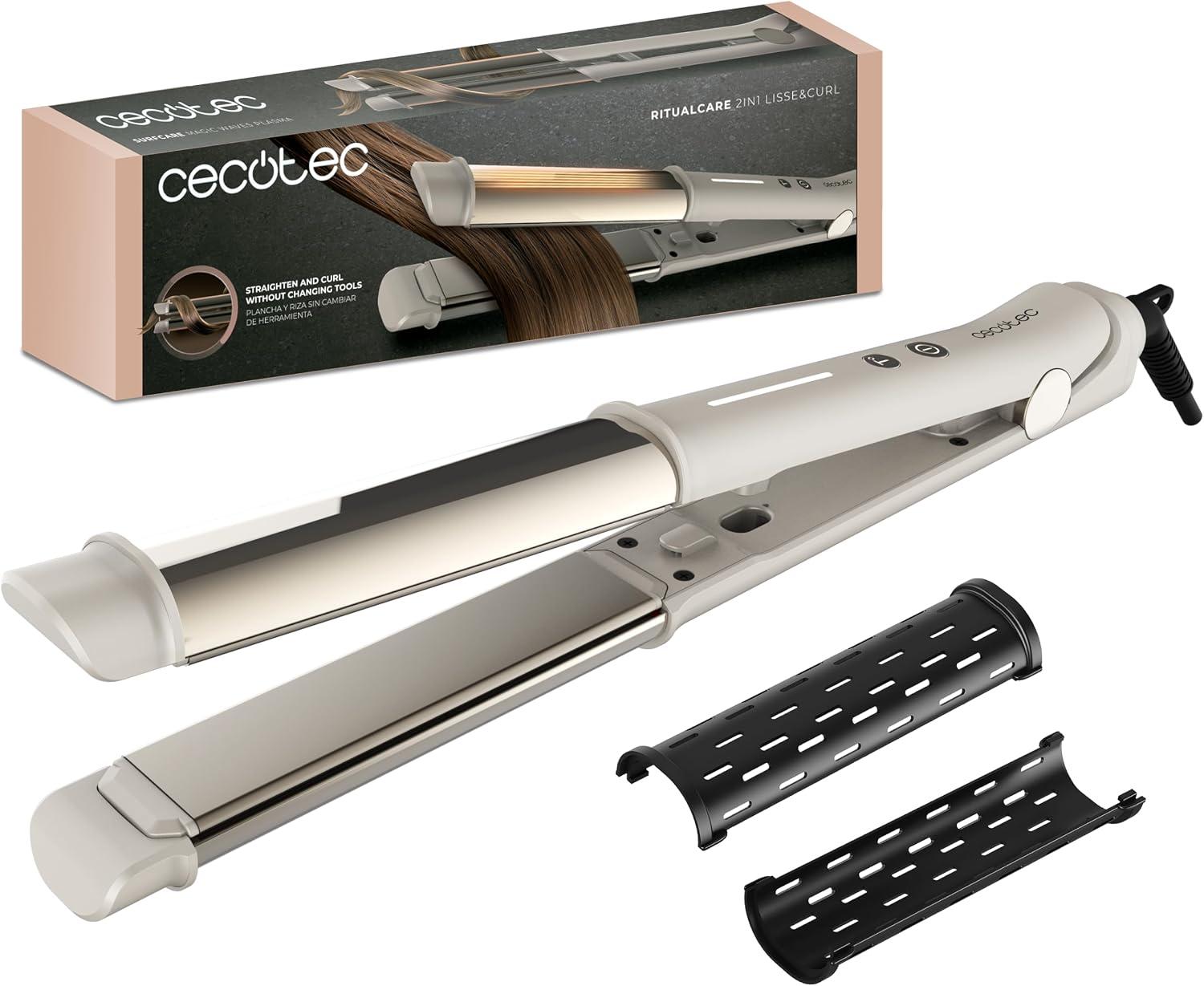Plancha de pelo cecotec 2in1, Plancha y rizador, Revestimiento de cerámica, 170º-230ºC, Tecnología MCH, Iones