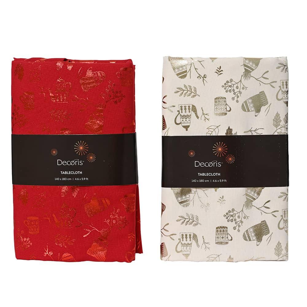 DECORIS MANTEL NAVIDAD DE POLIÉSTER COLORES SURTIDOS, 140 x 180 cm