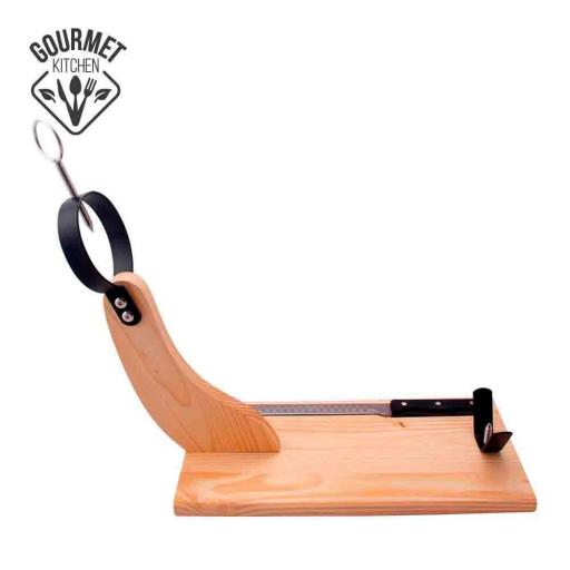 S.OF. JAMONERO PREMIUM MADERA DE PINO CON CUCHILLO INCLUIDO Medida  41 x 44 cm [0]