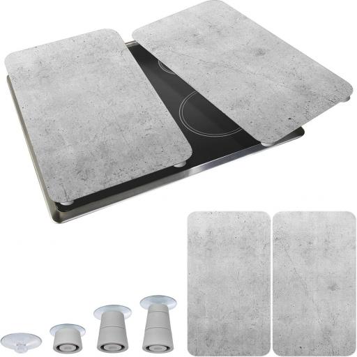 WENKO Placas protectoras para cocina Mod Hormigón, ajustable en altura para todo tipo de cocinas, tabla de cortar y protector contra salpicaduras, vidrio,