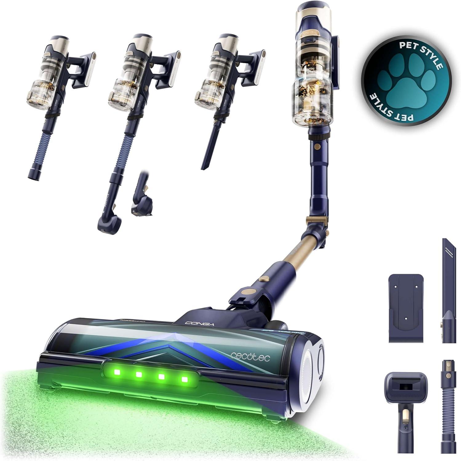 Aspiradora Escoba Cecotec sin Cable Conga Rockstar . 600W, Potencia Succión 200AW, Cepillo Antienredos Hairless XXL, Autonomía 65mins, Cepillo Mascotas, Tubo Flexible y Accesorios