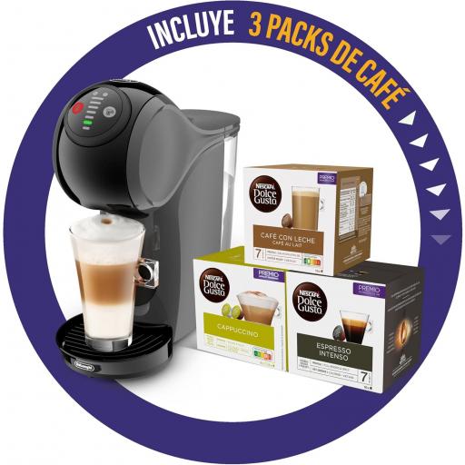  Cápsulas de capsulas De'Longhi Dolce Gusto Genio S  Incluye 3 Paquetes de Cápsulas, Diseño Compacto, Tamaño de Bebida Ajustable, Depósito de Agua Extraíble de 0,8L, 1600 W, Gris [1]