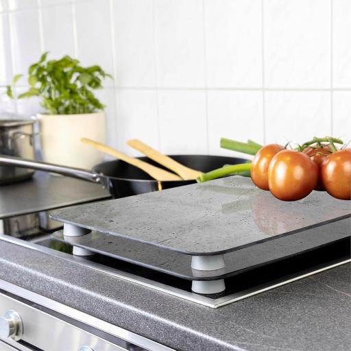 WENKO Placas protectoras para cocina Mod Hormigón, ajustable en altura para todo tipo de cocinas, tabla de cortar y protector contra salpicaduras, vidrio, [2]