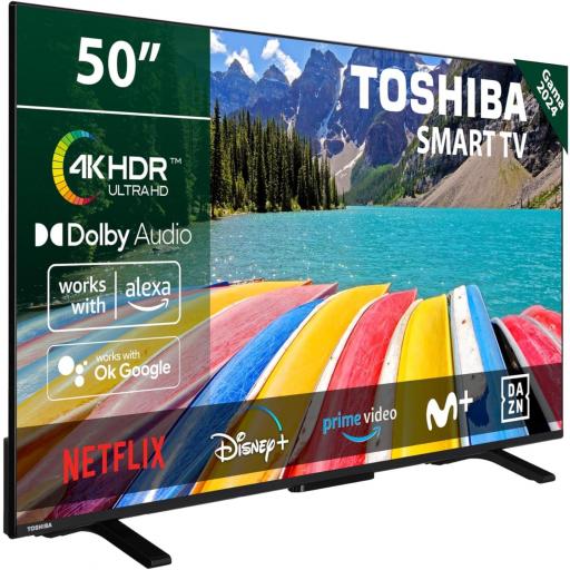 TV TOSHIBA de 50", Smart TV 4K UHD  sin Marcos, con HDR10, Dolby Audio, Compatible con Asistente de Voz Alexa y Google, Bluetooth [0]