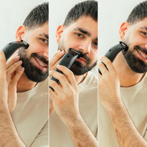 Cecotec Rasuradora Facial . Cuchillas de Acero Inoxidable, 3 Peines (1/3/5 mm), Base de Almacenamiento, Autonomía de 1,5h, Resistencia IPX7, Pantalla Inteligente [3]