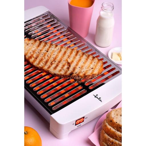 Tostador horizontal jata XXL (35 x 25 cm) con 5 barras de cuarzo. Mueble y parrilla de acero inoxidable. 3 potencias de calor. Bandeja recogemigas extraíble. 1000 W [3]