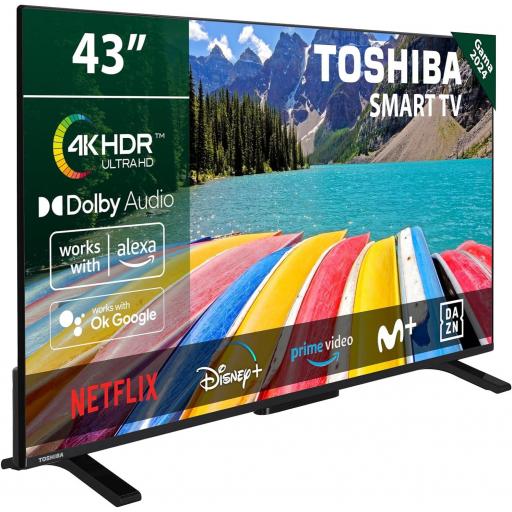 TV toshiba smart tv  4K UHD de 43", con HDR10, Dolby Audio, Compatible con Asistente de Voz Alexa y Google, Bluetooth [0]