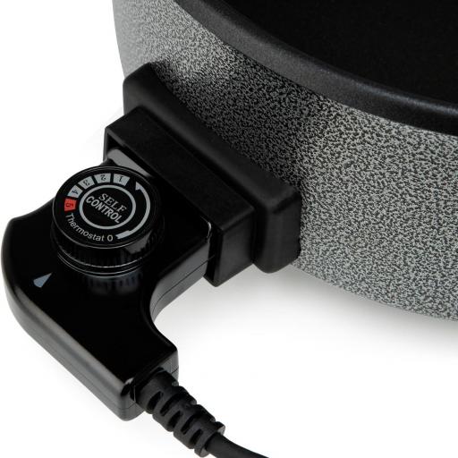 Orbegozo  Cazuela Eléctrica Multiusos 1500W 36cm Diámetro 5L Superficie Antiadherente Tapa de Cristal Termostato Regulable Desmontable Asas Tacto Frío Ideal Paellas Pizzas Tortillas [3]