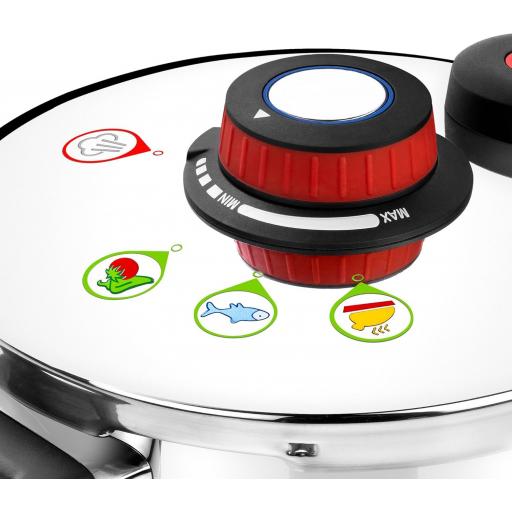 MONIX Selecta Olla a Presión Rápida de 9 Litros con Sistema de Selección de Alimentos y Cierre Automático, Acero Inox 18/10, Plata [2]