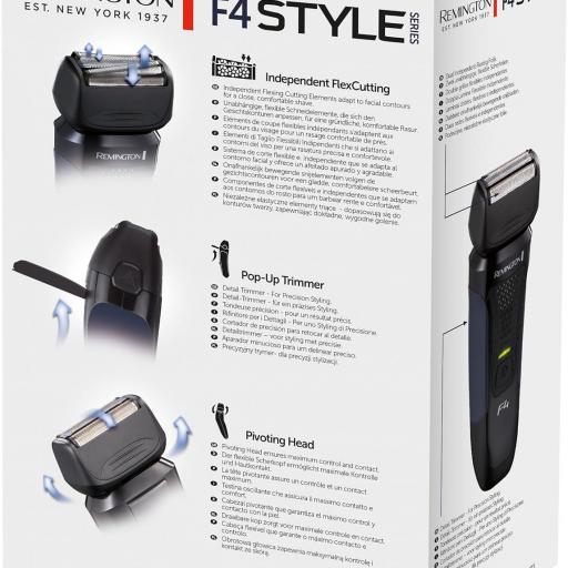 Afeitadora Remington  de Láminas y Recortadora de Barba Style Series F4, Máquina de Afeitar Inalámbrica, 50 min Autonomía, Láminas Dobles, Accesorio Barba de Pocos Días, Resistente Agua, F4002 [2]