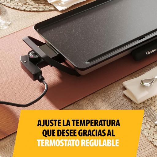 Tristar Plancha Slim M - Placa de cocción con superficie generosa de 46 x 26 cm - Termostato ajustable - Asas desmontables - Revestimiento antiadherente - Fácil de limpiar - BP-2667 [2]