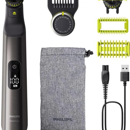 Barbero - Philips One Blade Pro maquinilla de afeitar cara y cuerpo, cuchilla 360, uso en seco y mojado, 20 longitudes, autonomía 120 min