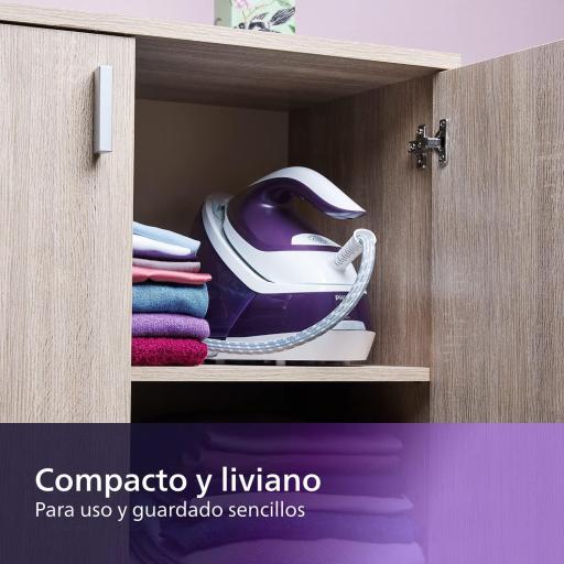 Philips PerfectCare Compact Plus Centro de Planchado - 2400W, Golpe de Vapor 450g, Presión 6.5 bar, Tec OptimalTEMP, Depósito 1.5 L, Púrpura/Blanco  [3]