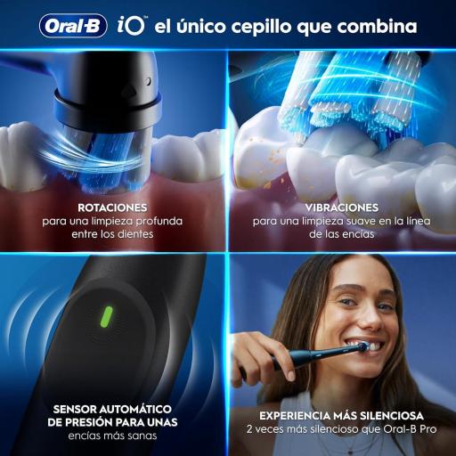 Oral-B iO 2 Cepillo de Dientes Eléctrico Negro Noche, 1 Cabezal, 1 Estuche De Viaje, 1 Portarrecambios, 3 Modos De Cepillado, Sensor De Presión y Temporizador, Diseñado por Braun [2]