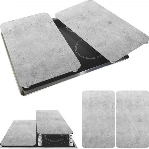 WENKO Placas protectoras para cocina Mod Hormigón, ajustable en altura para todo tipo de cocinas, tabla de cortar y protector contra salpicaduras, vidrio, [3]