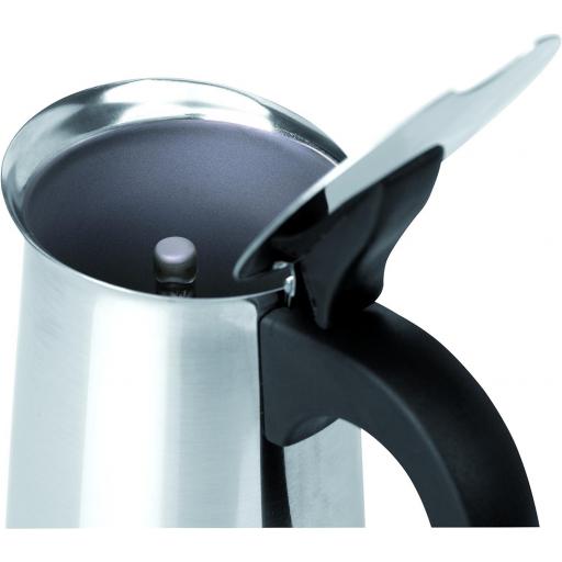 Cafetera italiana de acero inoxidable. Jata Hogar CAX106 -6 tazas. Apta para todas las cocinas, incluida inducción. Asa maciza. [3]