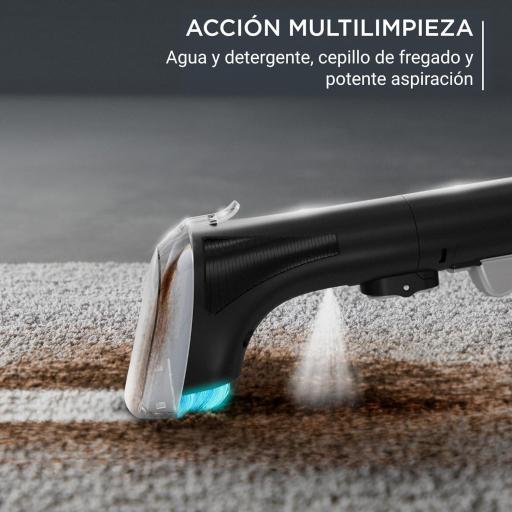  Lava-Aspirador de tapicerías multiuso Rowenta Clean It, Gran depósito extraíble de 1,8 L de agua limpia y 1,5 L de agua residual, Diseño compacto, 12,5 kPa, 400 W, Autolimpieza, Blanco y Negro, IN5010 [3]