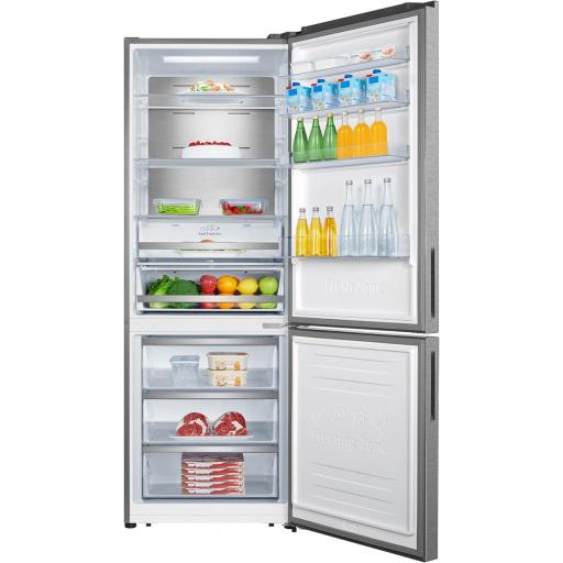  Frigorífico Combi Hisense  2 Puertas, Class C, 495 l, Alto 200 cm x Ancho 70.4 cm, Color Inox, Metal-Tech Cooling, Fresh Zone, Control de Humedad,... [1]