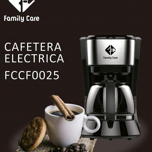  Cafetera Goteo Family Care 10 tazas, 800W, jarra 1.25 litros, Cafetera de Filtro Permanente y Reutilizable, color Negro [3]