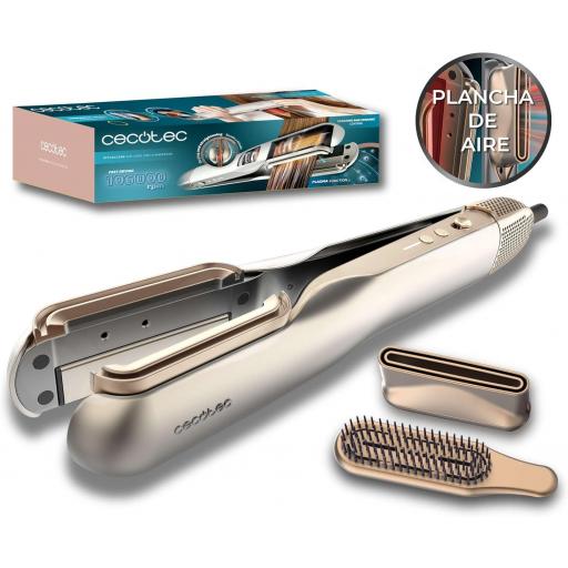 Plancha de Pelo con Aire . 1000W, Seca y Alisa, Reduce el Daño por Altas Temperaturas, Motor Digital, 106000RPM, Plasma, Cerámica y Queratina [0]