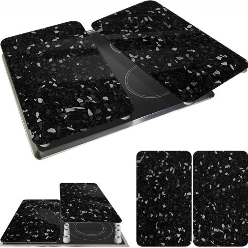 WENKO Placas protectoras para cocina Mod Terrazo, ajustable en altura para todo tipo de cocinas, tabla de cortar y protector contra salpicaduras, vidrio, 30 x 52 cm, juego de 2 [3]