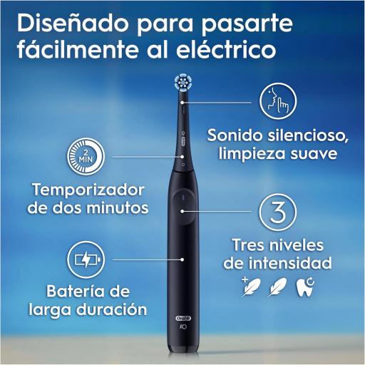 Oral-B iO 2 Cepillo de Dientes Eléctrico Negro Noche, 1 Cabezal, 1 Estuche De Viaje, 1 Portarrecambios, 3 Modos De Cepillado, Sensor De Presión y Temporizador, Diseñado por Braun [1]