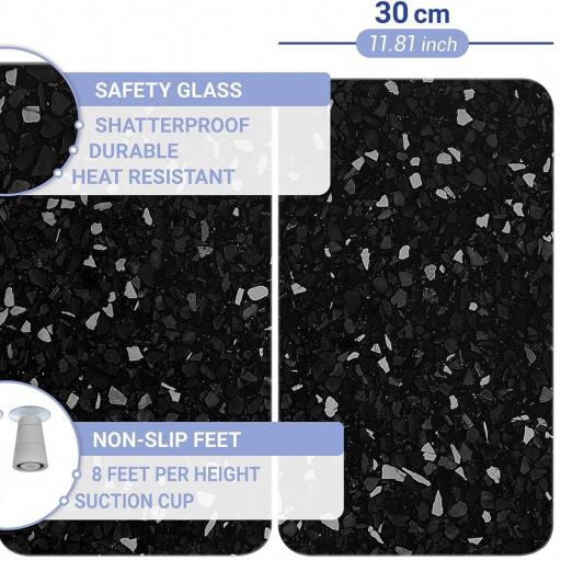 WENKO Placas protectoras para cocina Mod Terrazo, ajustable en altura para todo tipo de cocinas, tabla de cortar y protector contra salpicaduras, vidrio, 30 x 52 cm, juego de 2 [1]