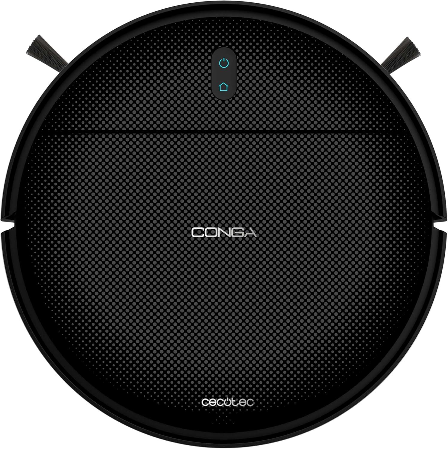 Robot Aspirador Conga Cecotec. Navegación Giroscópica Ordenada, 2000Pa Presión de Succión, Autonomía 120 Minutos, Sensores Anticaídas y 2 Cepillos Laterales, Diseño Compacto, App Control
