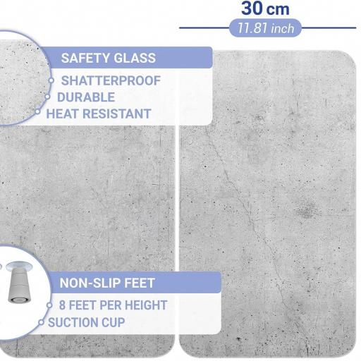 WENKO Placas protectoras para cocina Mod Hormigón, ajustable en altura para todo tipo de cocinas, tabla de cortar y protector contra salpicaduras, vidrio, [1]