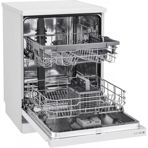 LG DF242FW - Lavavajillas 60 cm y Capacidad 14 Cubiertos, Lavavajillas LG con Función QuadWash, Motor Inverter Direct Drive, Carga Fácil y Flexibilidad, Color Blanco [Clase de eficiencia energética D] [2]