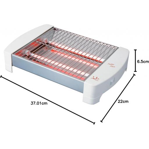 Tostador Horizontal jata Laterales de Acero Inoxidable con 2 Barras de Cuarzo Gran Superficie Bandeja Recogemigas Extraíble 400 W [1]