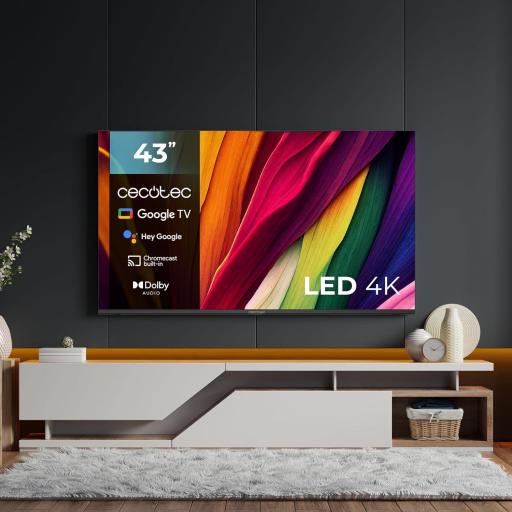  Televisor LED de 43 Pulgadas  Cecotec Smart TV ,Resolución 4K UHD A4 Series  Google TV, Dolby Audio, HDMI 2.1, USB 3.0, HDR10, 16 GB ROM, Google Voice Assitant y Chromecast  [2]