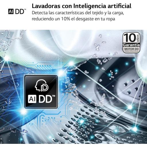  Lavadora LG BLANCA 11kg  inteligente AI Direct Drive, Vapor Steam, 11kg, 1400rpm, Un 10% más eficiente que A, Serie 500, Blanco [Clase de eficiencia energética A] [2]