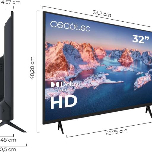 Televisor Cecotec  LED 32 Pulgadas, HD, Resolución de imágenes y Videos óptima, Sistema Dolby, Memoria Flash, Conectividad HDMI/USB, Mando a Distancia [0]