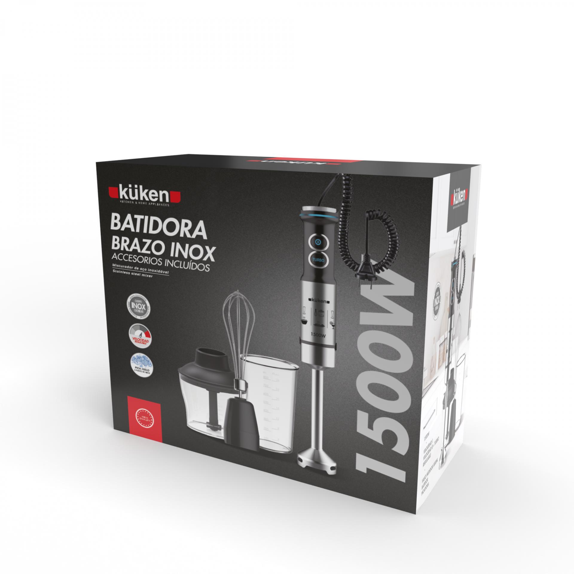 Batidora De Mano Xl Con Vaso - Inox - Accesorios +Engrage Metal-1500W