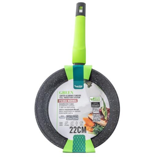 SARTÉN ALUMINIO FORJADO GREEN PIEDRA MÁRMOL NATURE 24 CM
