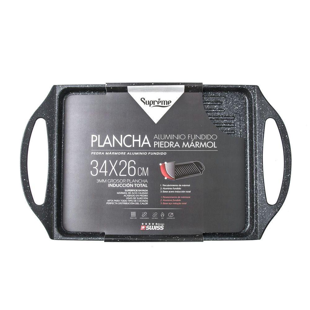 PLANCHA ALUMINIO FUNDIDO 38x28CM RAYADA PIEDRA