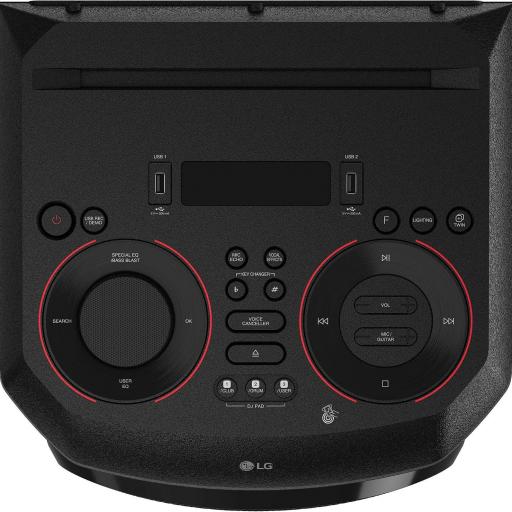 Altavoz Portátil LG ON5 -  Luces RGB Multicolores, Tweeter 2"x 2, Woofer 8", Sintonizador FM y DAB+, USB Grabador, Bluetooth 4.0, Bandeja CD, Efectos DJ, Función Karaoke, Color Negro [2]