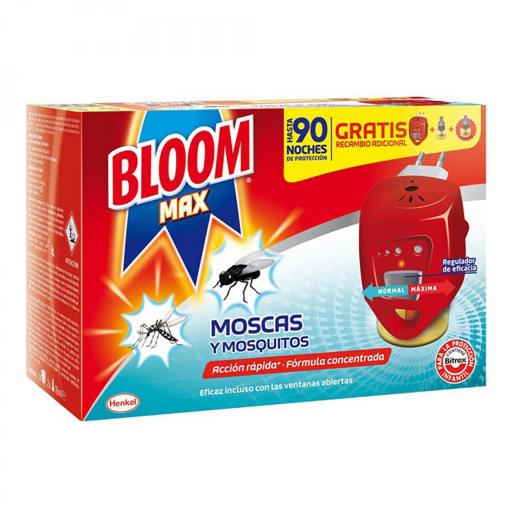 BLOOM APARATO DIFUSOR LÍQUIDO ANTIMOSQUITO MAX + 2 RECAMBIOS PARA MOSCAS Y MOSQUITOS