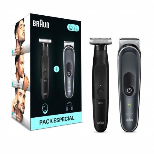 Afeitadora corporal - Braun Pack 2 en 1 BodyGroomer Series 5 BG5360 + Recortadora Series X XT3100, Para cara y cuerpo, Skinshield, Wet&dry