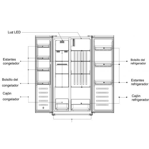 FRIGORÍFICO AMERICANO CORBERO  NO FROST INOX CLASE E 177X91X59 CM [2]