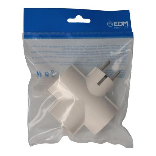 EDM CLAVIJA TRIPLE DE BAQUELITA TIPO F T/TL 16A 250V BLANCA (ENVASADA) [1]