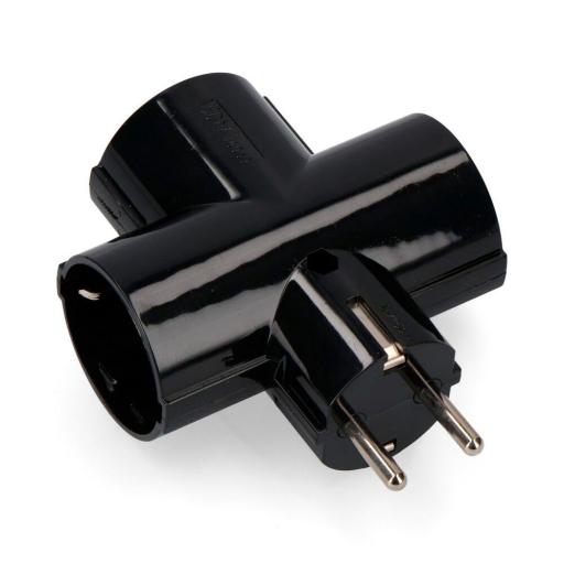 EDM CLAVIJA TRIPLE CON BAQUELITA T/TL TIPO F 4,8mm 16A 250V MÁX 3680W NEGRA (ENVASADA)