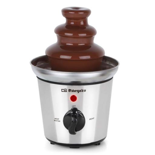 FUENTE DE CHOCOLATE ORBEGOZO  CUERPO Y FUENTE ACERO INOX. 3 PISOS, FUNCION MANTENIMIENTO CALOR, 40W. [1]