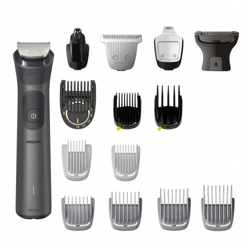  Recortadora  Multif PHILIPS 15 en 1; Cara + Pelo (Cortapelo ancho) + Cuerpo; Peine recortador de precision; Cuchillas metalicas autoafilables; 2 peines ajustables; 22 ajustes, Aut. 120 min.