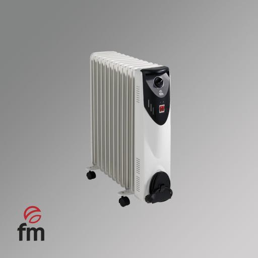  Radiador Aceite FM 2500 W, 11 Elementos, Termostato Seguridad, Recogecables [0]