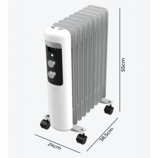 Radiador de Aceite CECOTEC con 9 Módulos, Bajo Consumo, 2000 W, 3 Niveles de potencia, Sistema de Seguridad, Ruedas 20 m2 [0]